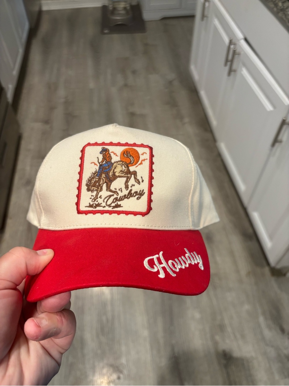 Howdy Red & Cream Western Patch Baseball Cap